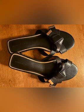 White House Black Market Black Knot-Detail Slide Mules